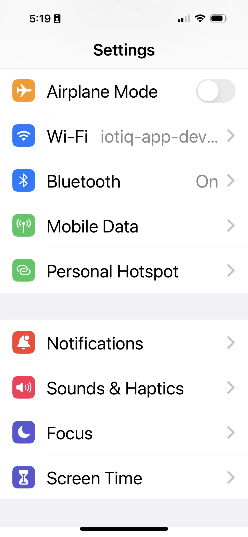 iPhone Settings