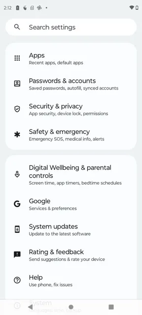 Android Apps Settings