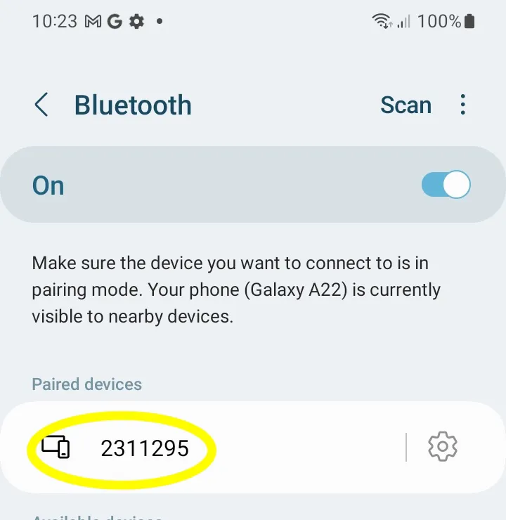 Android BT Pair List