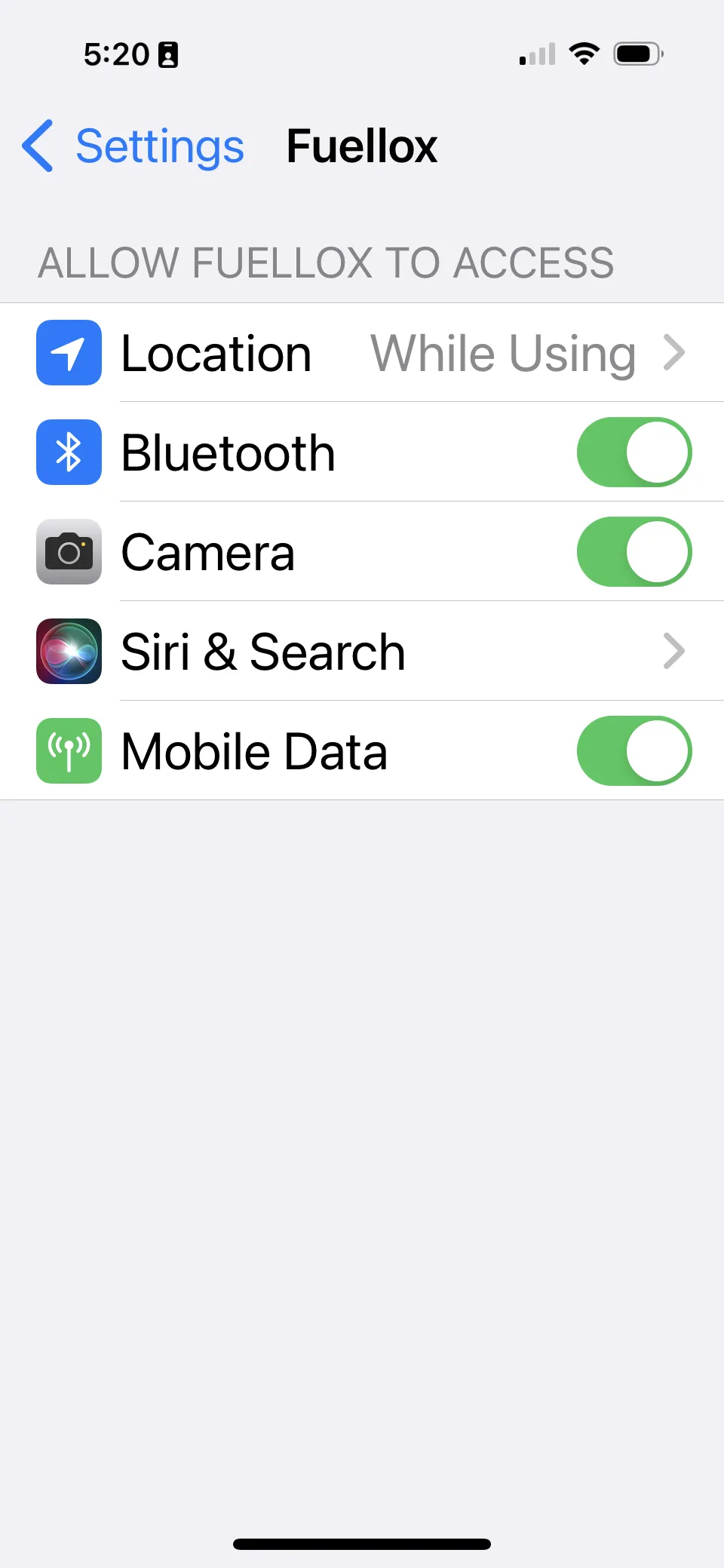 Fuellox Settings