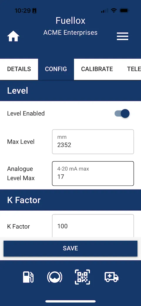 BLE Level Settings