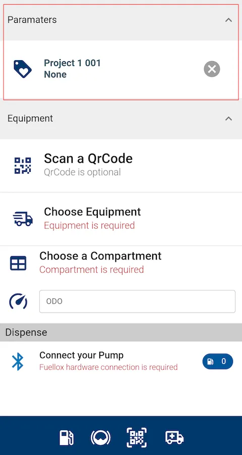 Fuellox mobile project example selected