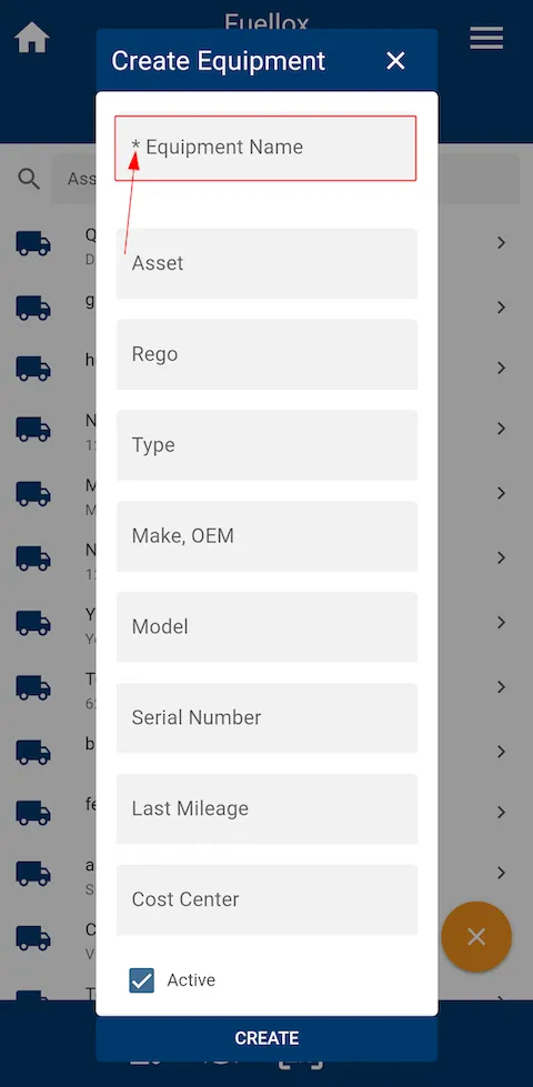 Fuellox mobile create equipment required highlight