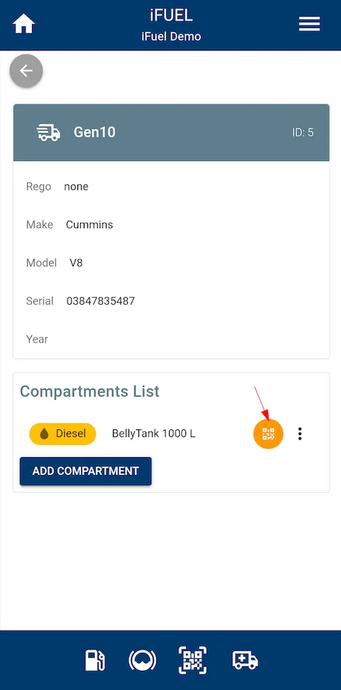 Fuellox mobile compartment qrCode present