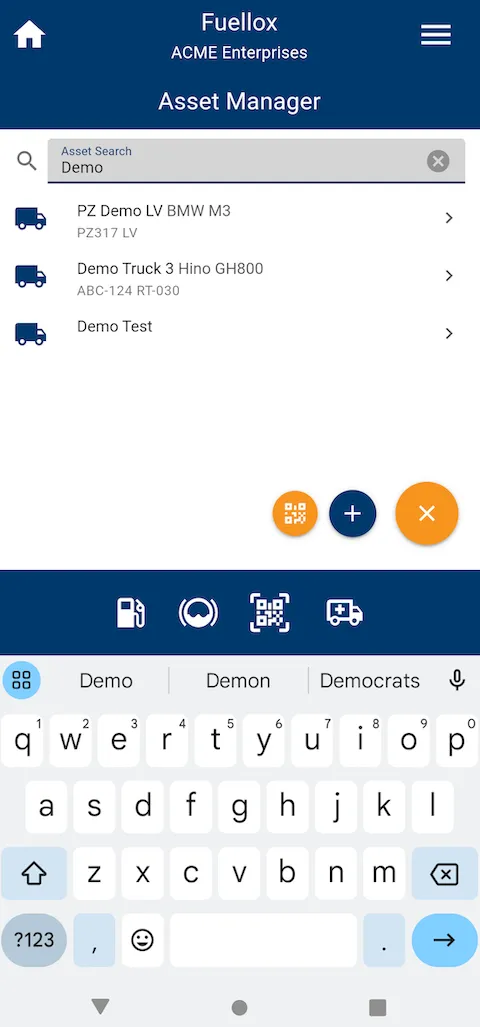 Fuellox mobile equipment demo search