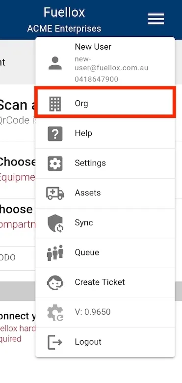 Fuellox Mobile Menu Sync