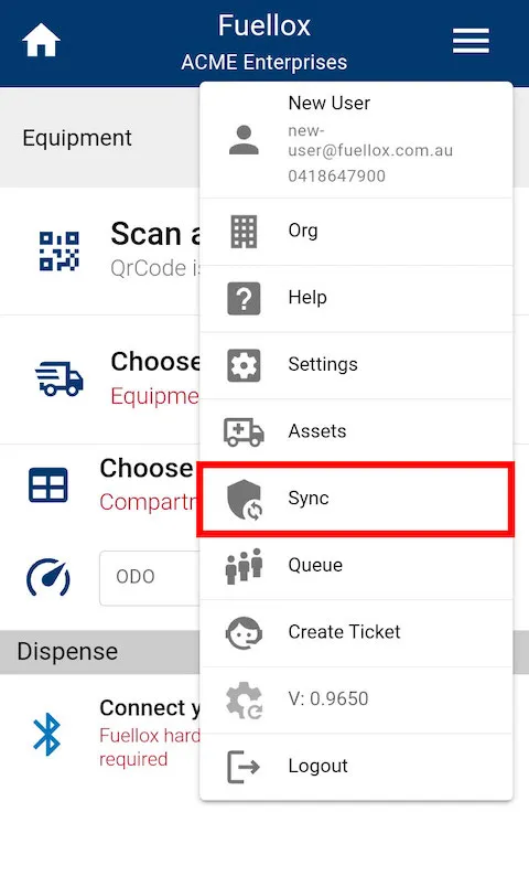 Fuellox Mobile Menu Sync