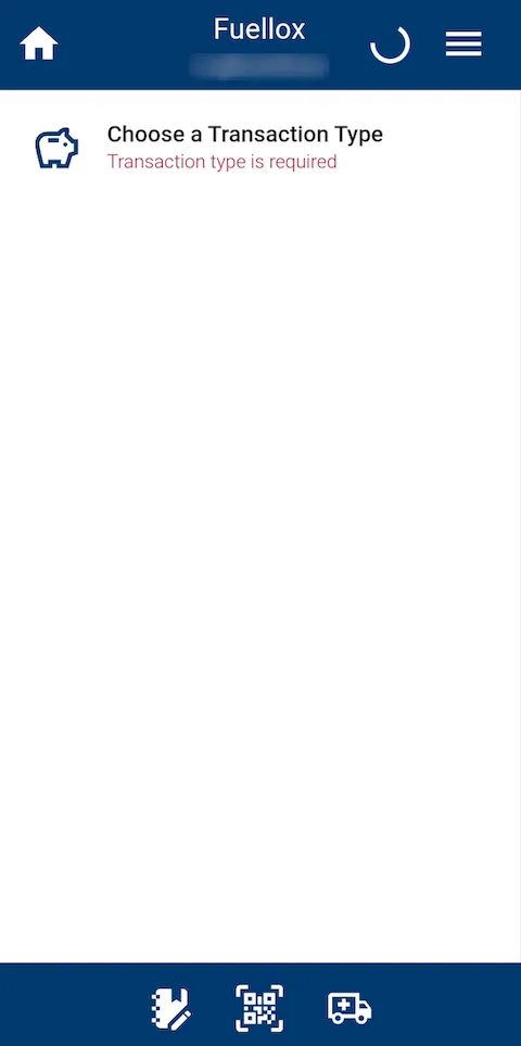 Fuellox mobile transaction type empty